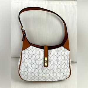 Nanette Lepore Maxene Short Shoulder Monogrammed Bucket Bag Almond